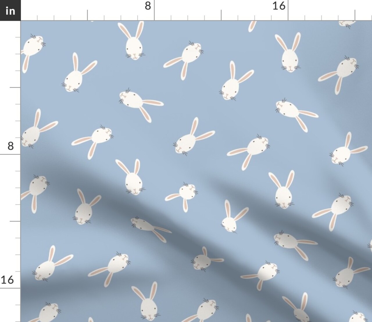 Spring Rabbit Playful Rustic Easter Bunny Neutral Baby Cream Non Directional Whimsical Nursery Kids Easter Bunny Springtime Animals Blue Custom Printed Fabric by Spoonflower Various Fabrics by the Yard or Fat Quarter